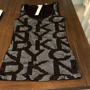 DKNY Black Sequin Logo Tank Top